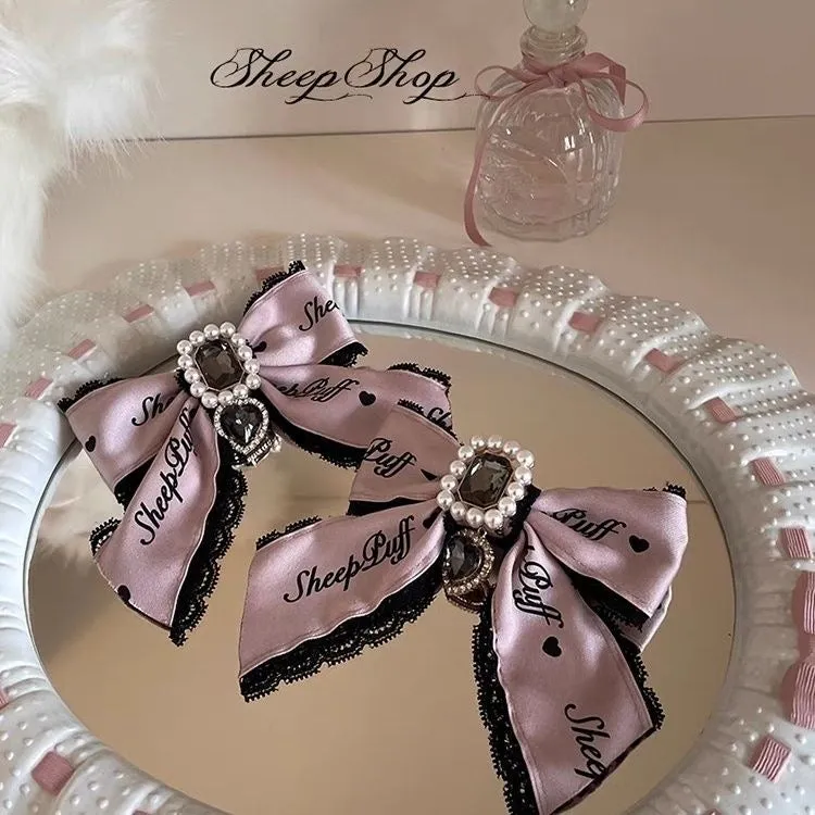 Handmade hairpin rhinestone bow headdress