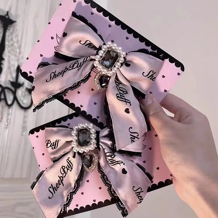 Handmade hairpin rhinestone bow headdress