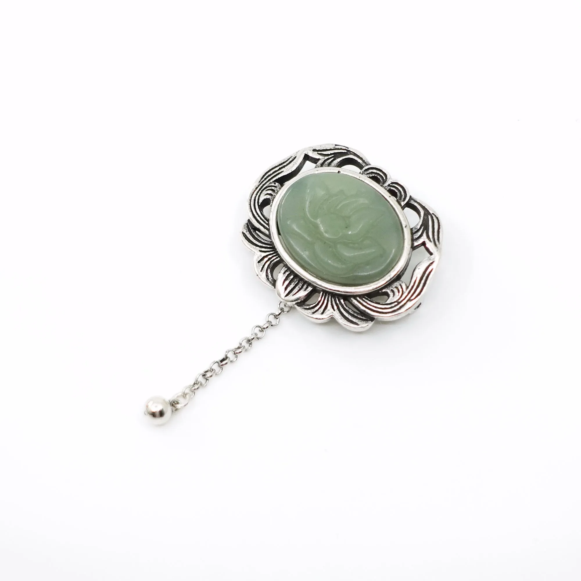 Hetian Nephrite Jade Lotus Brooch