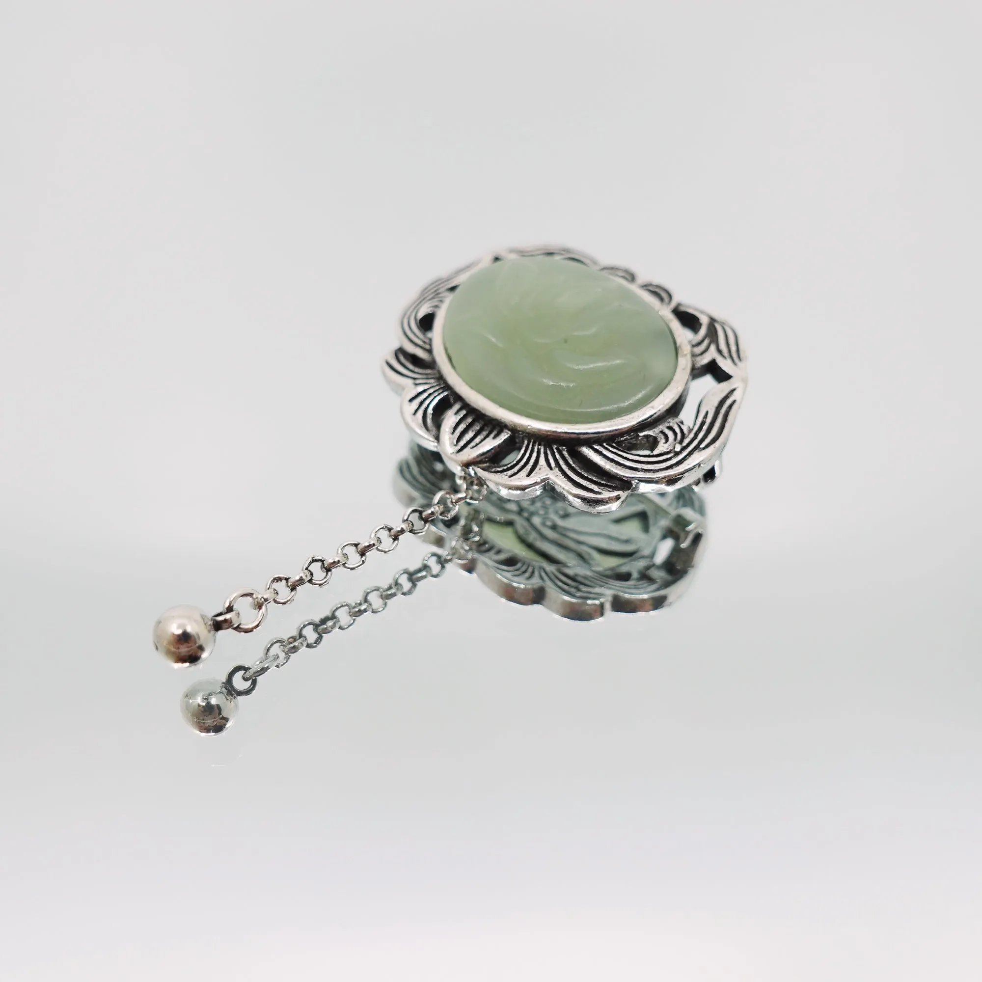 Hetian Nephrite Jade Lotus Brooch
