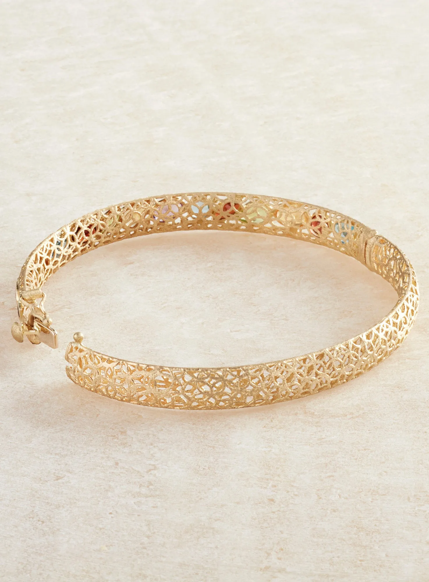 Italian 14-Karat Gold Faceted Gemstone Bracelet