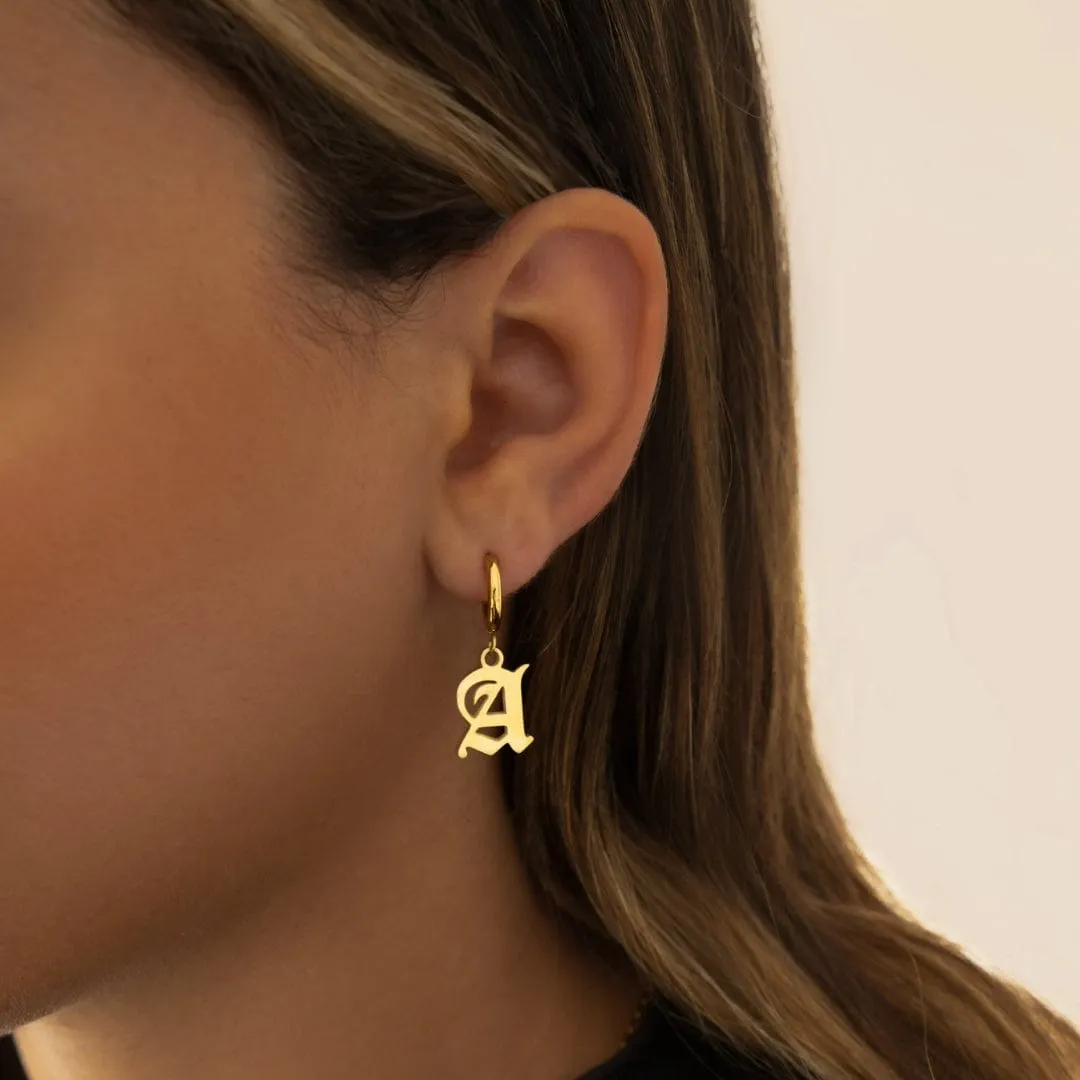 Ivy Initial Hoop Earrings