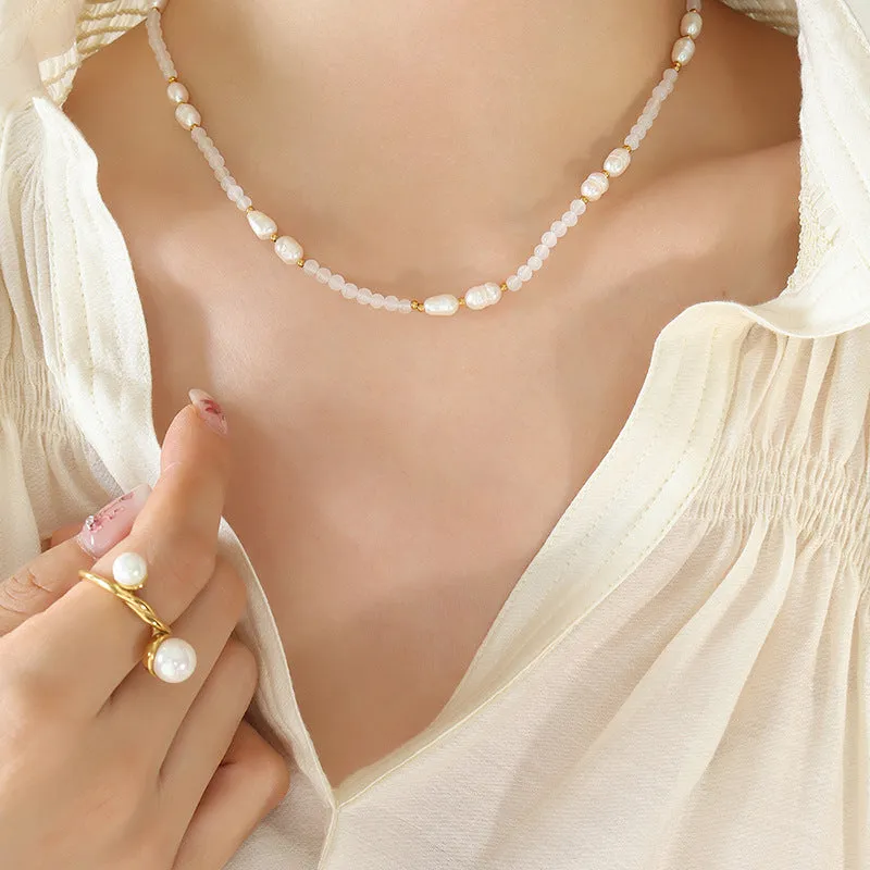 Jade and Freshwater Pearl Beaded Necklace