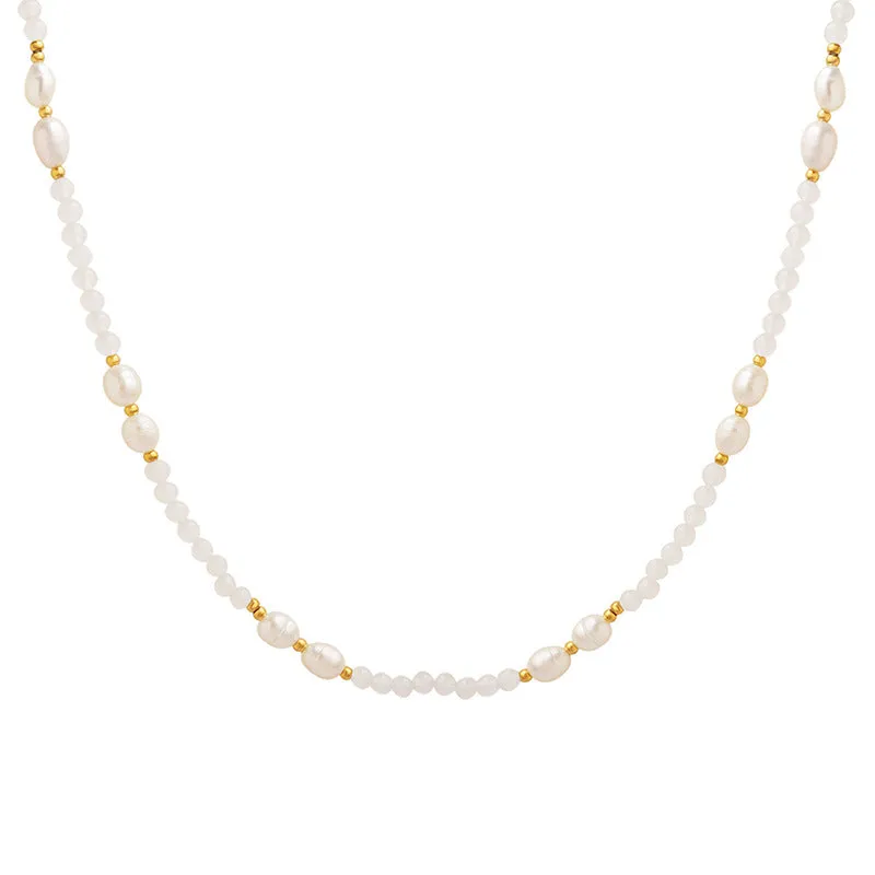 Jade and Freshwater Pearl Beaded Necklace