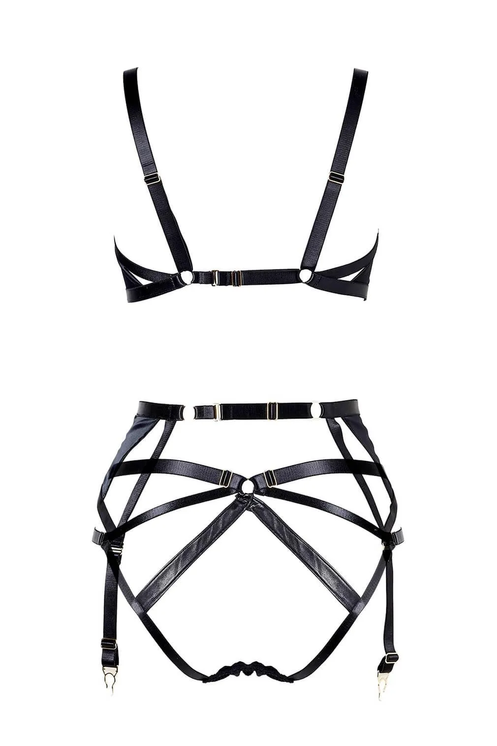 Jade Garter Belt Leather Lingerie Set