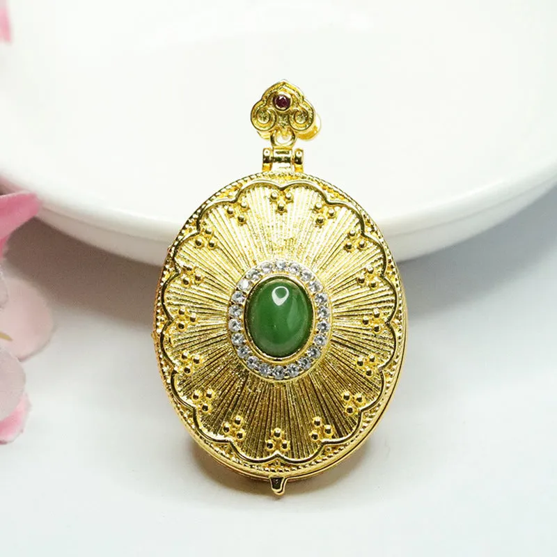 Jade Pendant Necklace with Zircon Photo Box Detail