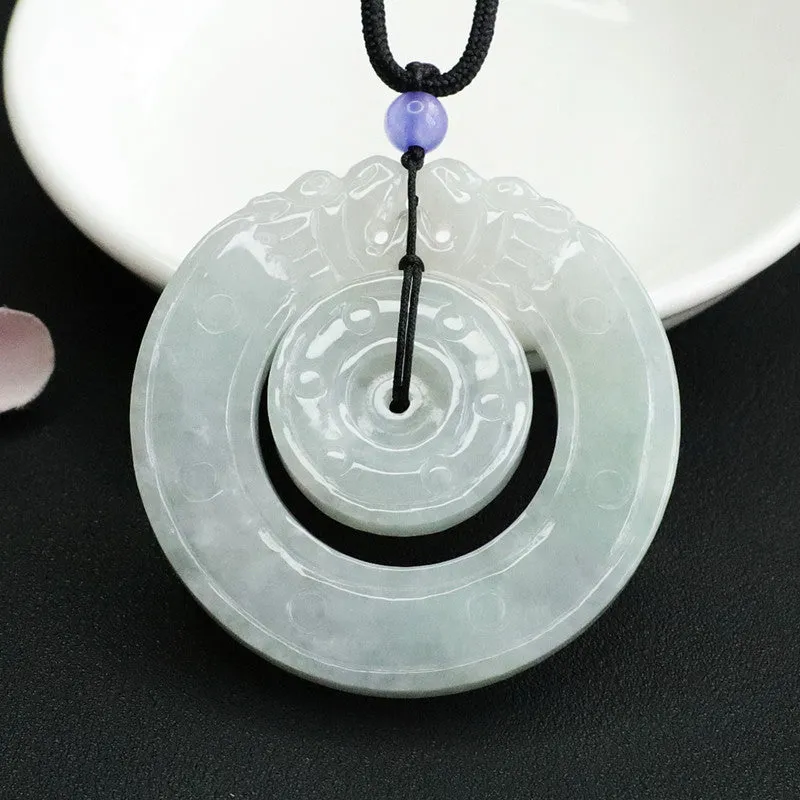 Jade Pendant with Double Safe Buckle in Antique Style