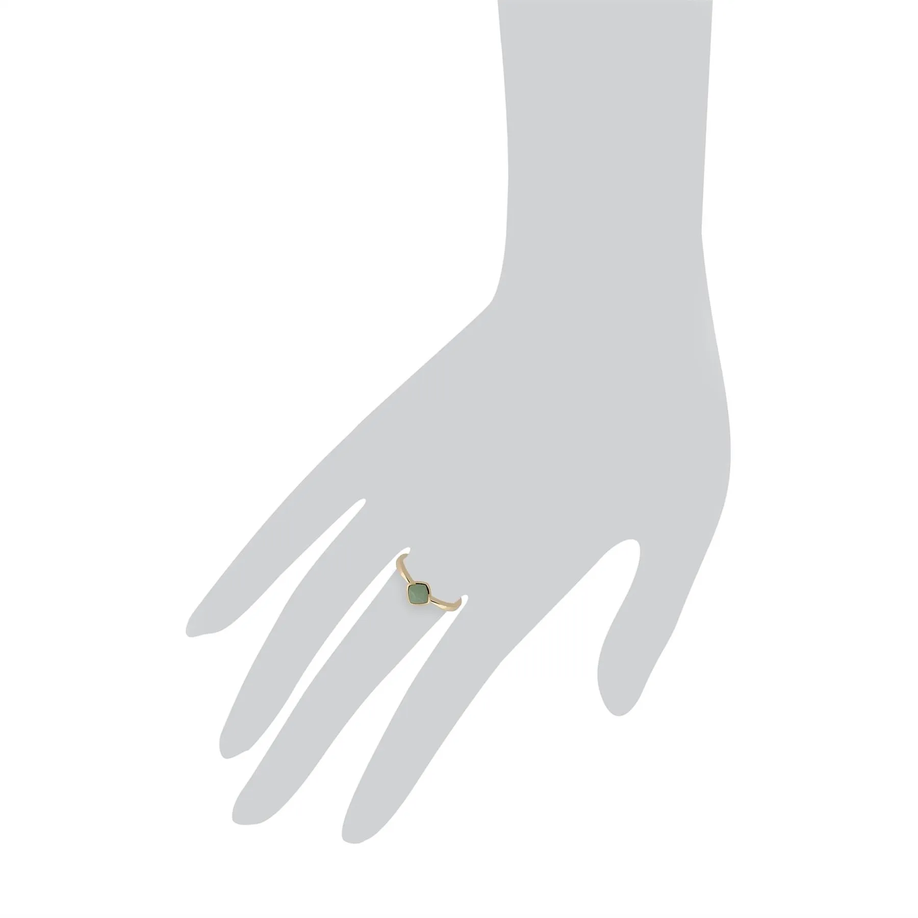 Jade Ring, 9 Karat Gelbgold Kissen grüner Jade Ring