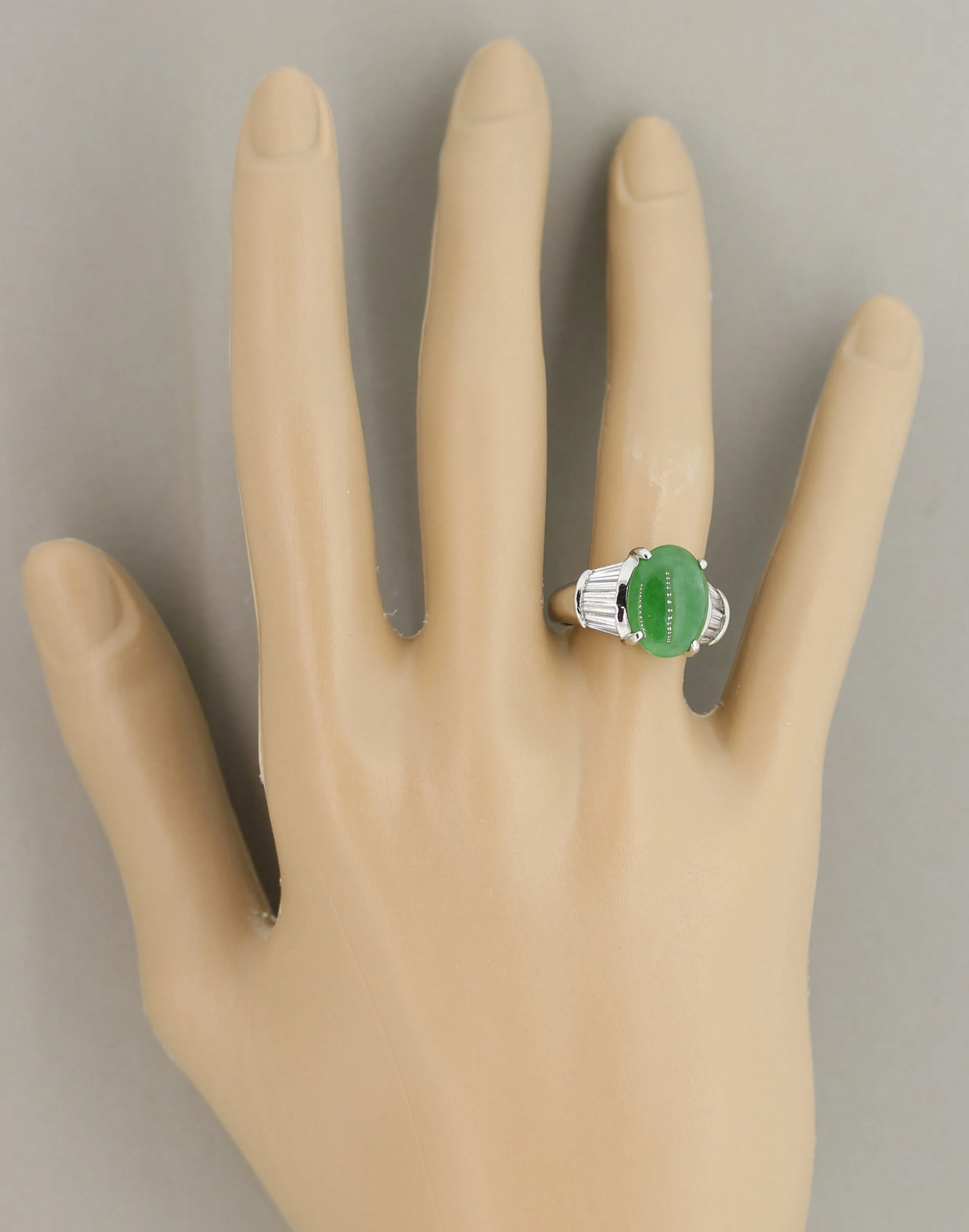 Jadeite Jade Diamond Platinum Ring