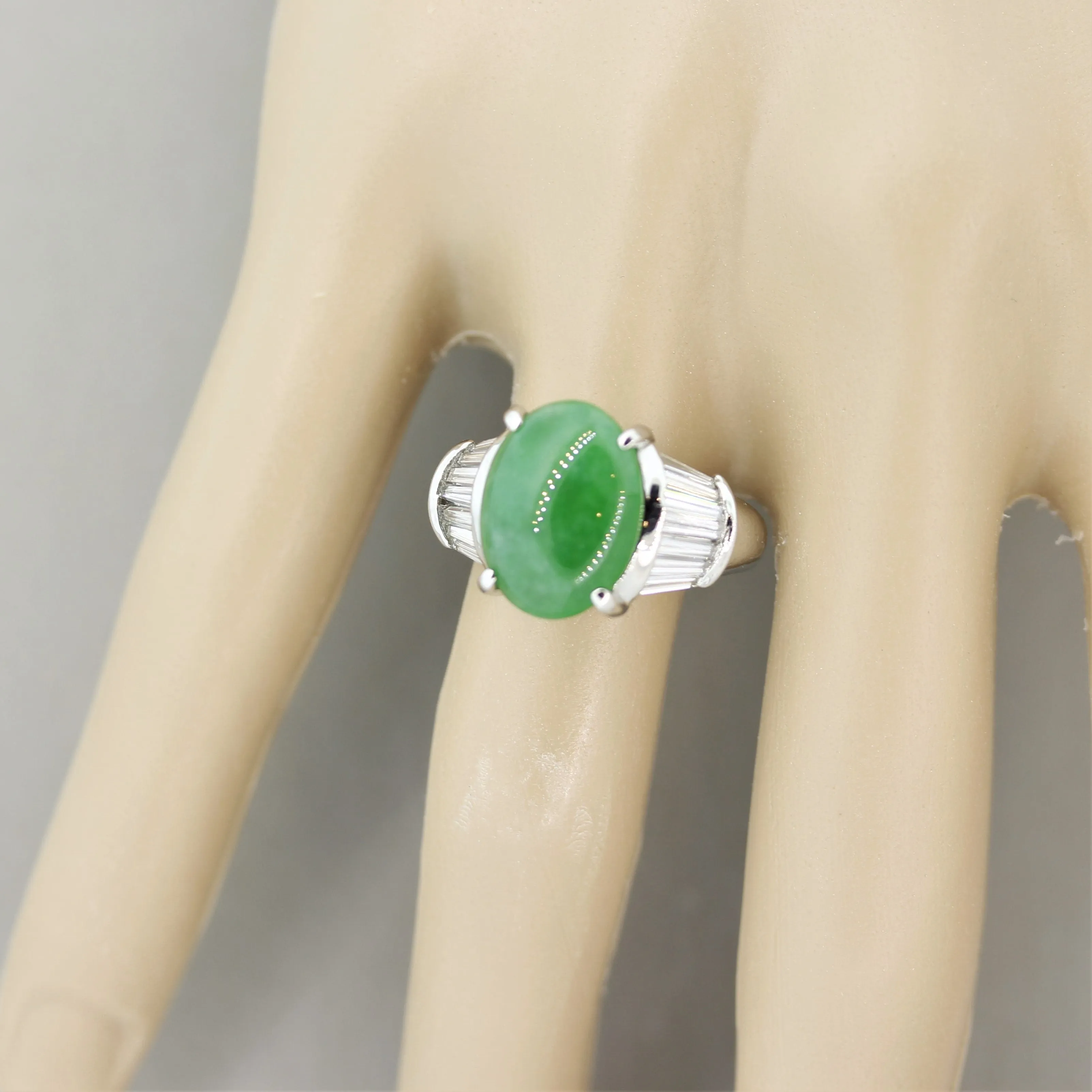 Jadeite Jade Diamond Platinum Ring
