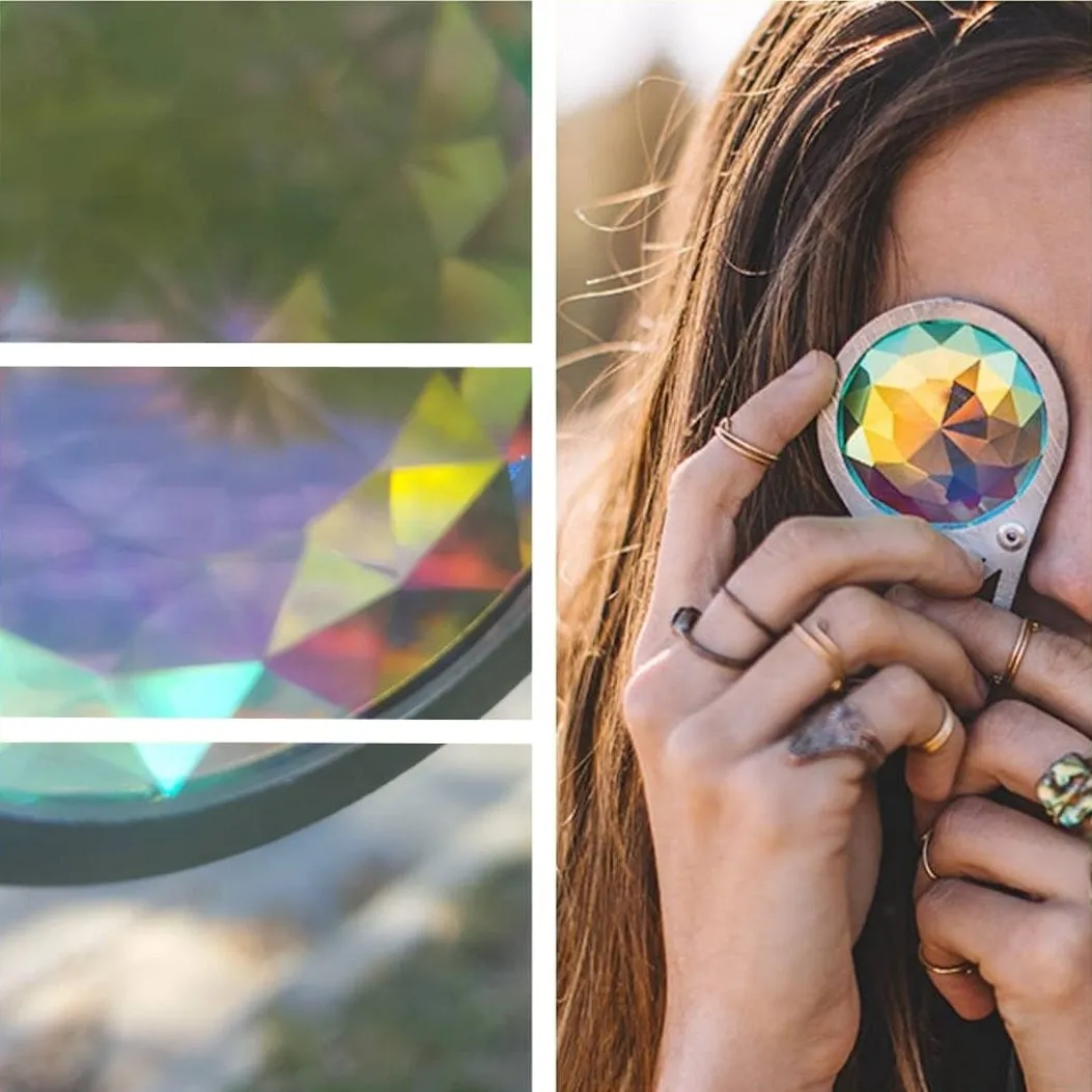Kaleidoscope Crystal Monocle Necklace - Silver - Rainbow Wormhole