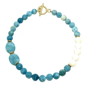 Larimar And White Jade Necklace