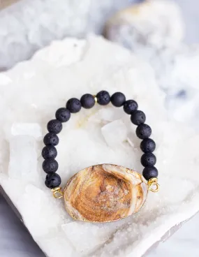 LAVA BEADS/ QUARTZ BRACELET- 0716