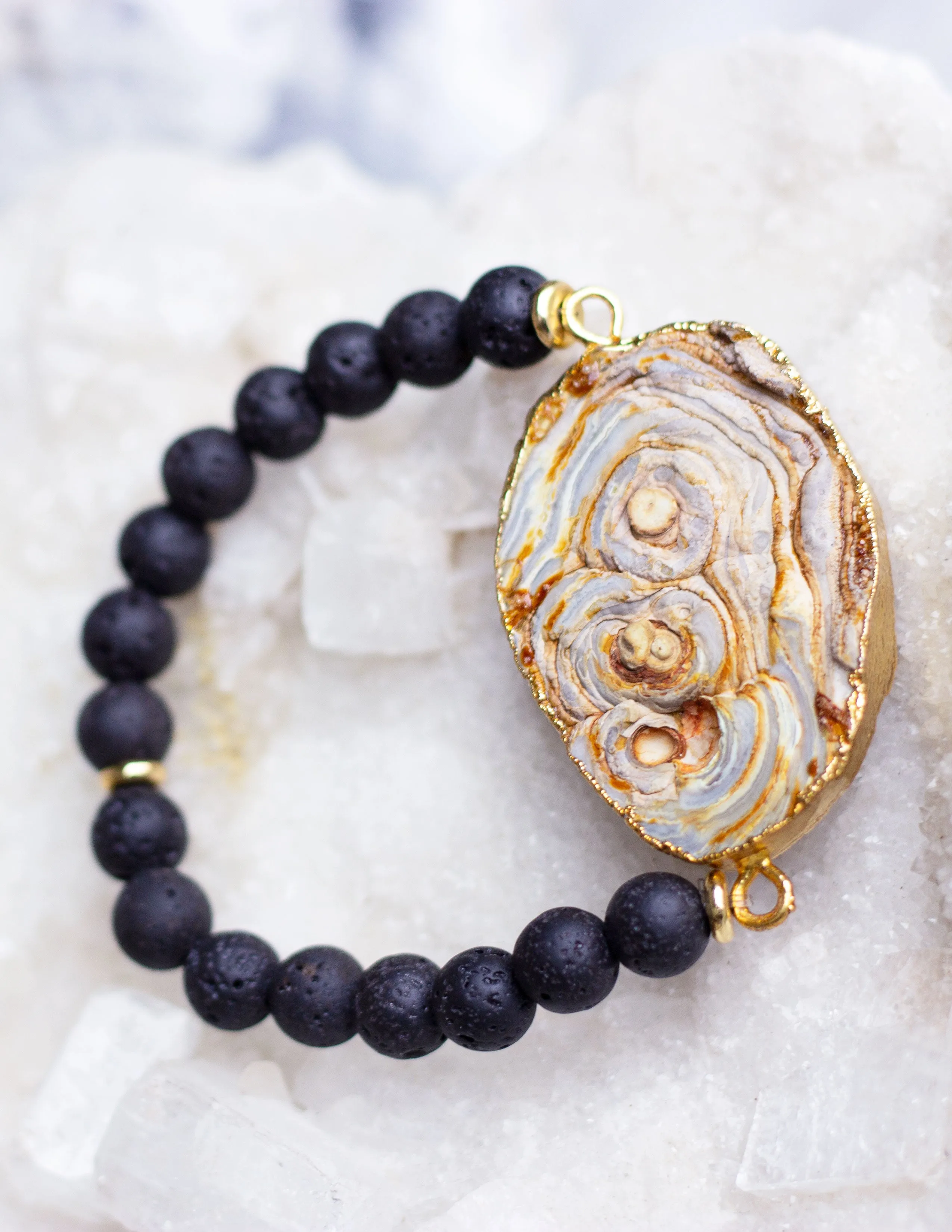 LAVA BEADS/ QUARTZ BRACELET- 0716
