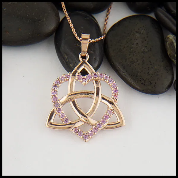 Lavender Sapphire Trinity Heart Pendant