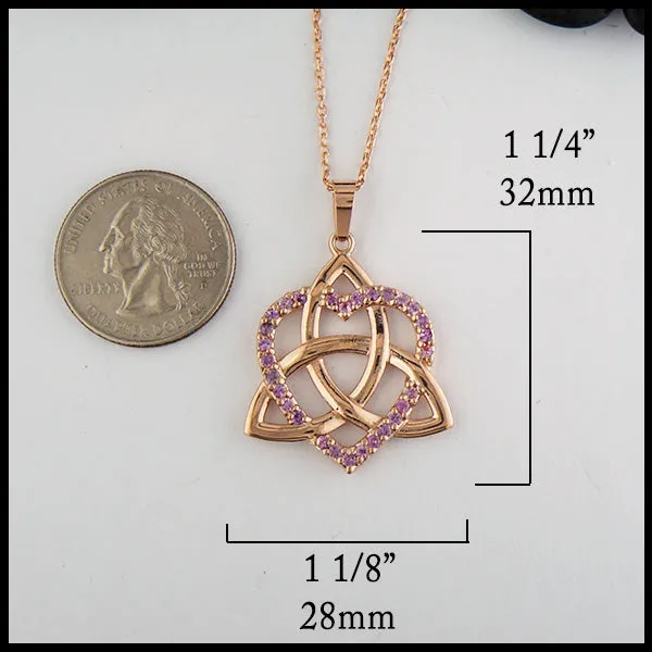 Lavender Sapphire Trinity Heart Pendant
