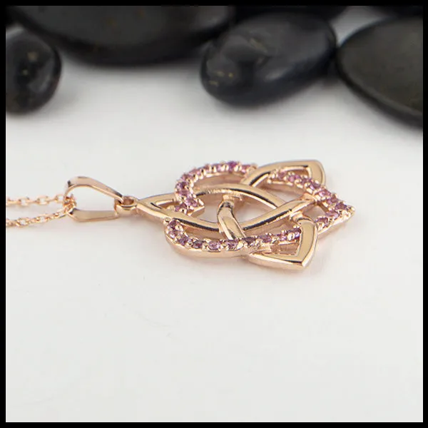 Lavender Sapphire Trinity Heart Pendant