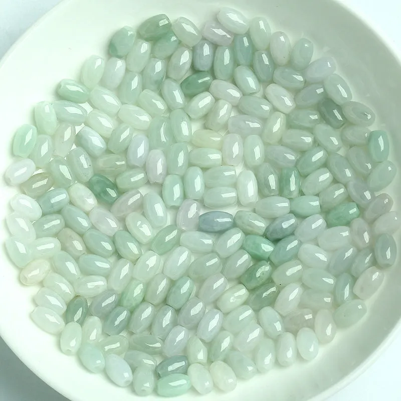 Length 6.5mm-8mm Thickness 4.5mm Natural Jade Beads Jadeite White Light Green Bead WBD14