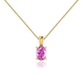 LILA - Oval Pink Sapphire 4 Claw Drop Pendant 18k Yellow Gold