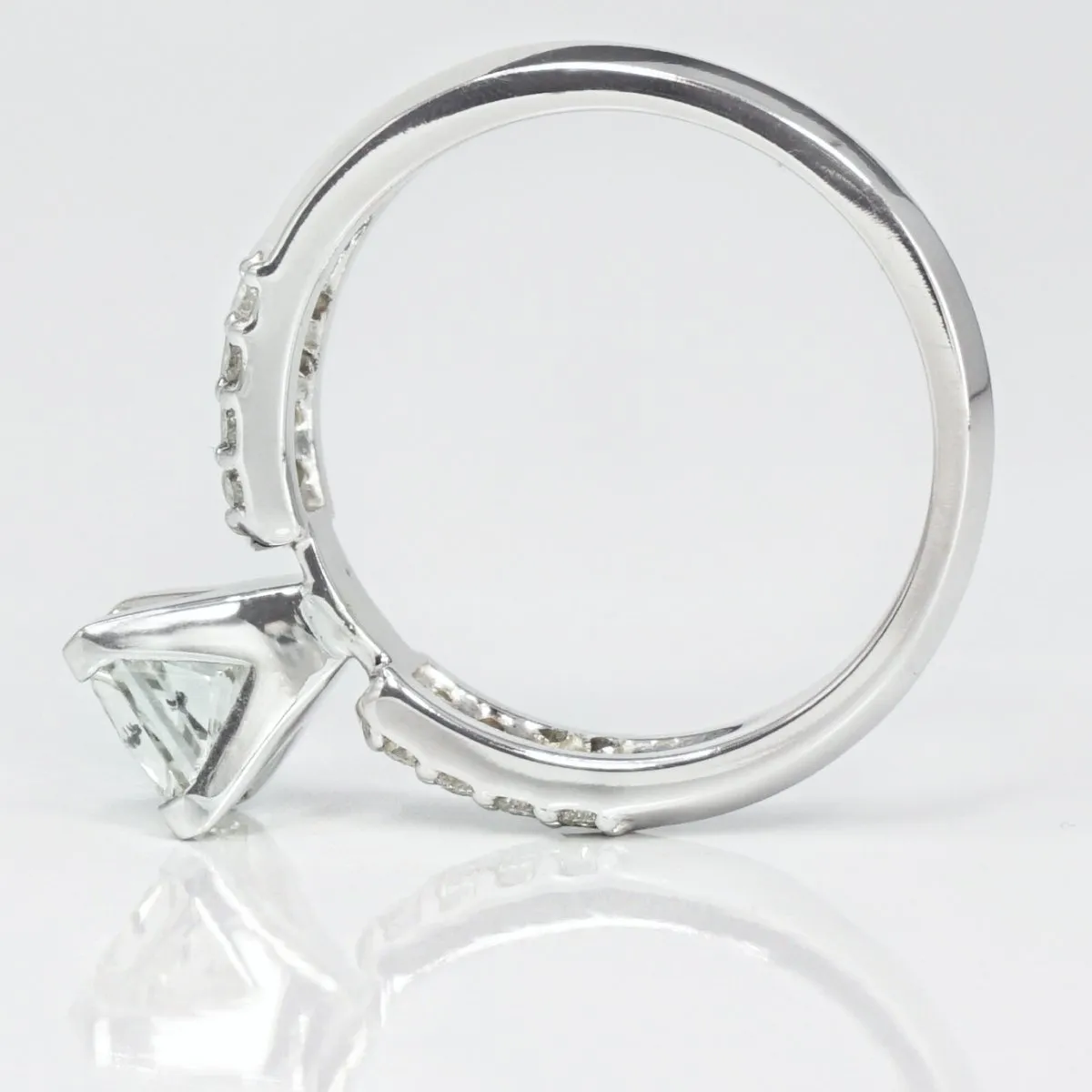 Limited 0.70 CT Princess and Round Cut Diamond Engagement Ring in 14 KT White Gold