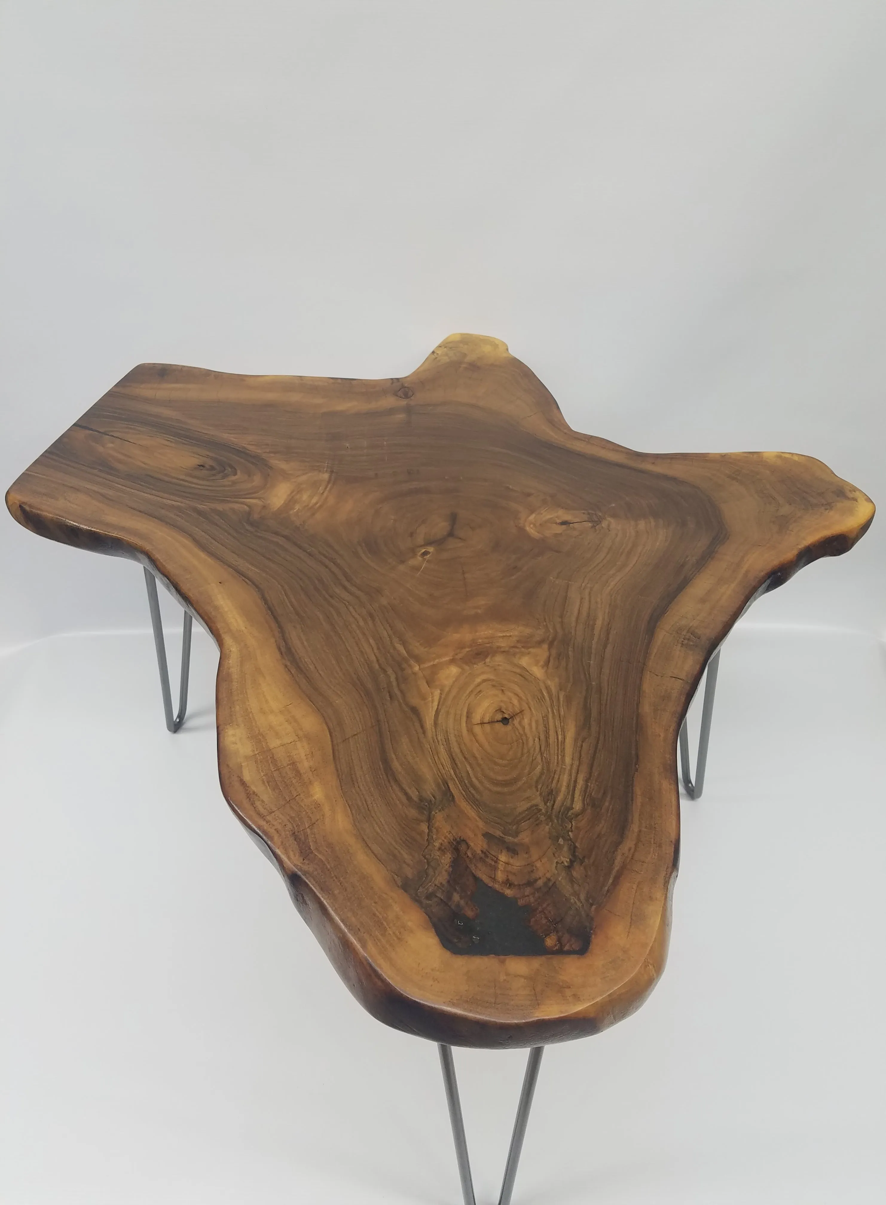 Live Edge Coffee Table- English Walnut- Tree Slice- Organic Shape- Natural Wood- Round Table- Mid Century- Modern- Rustic- Dark Wood- Cool
