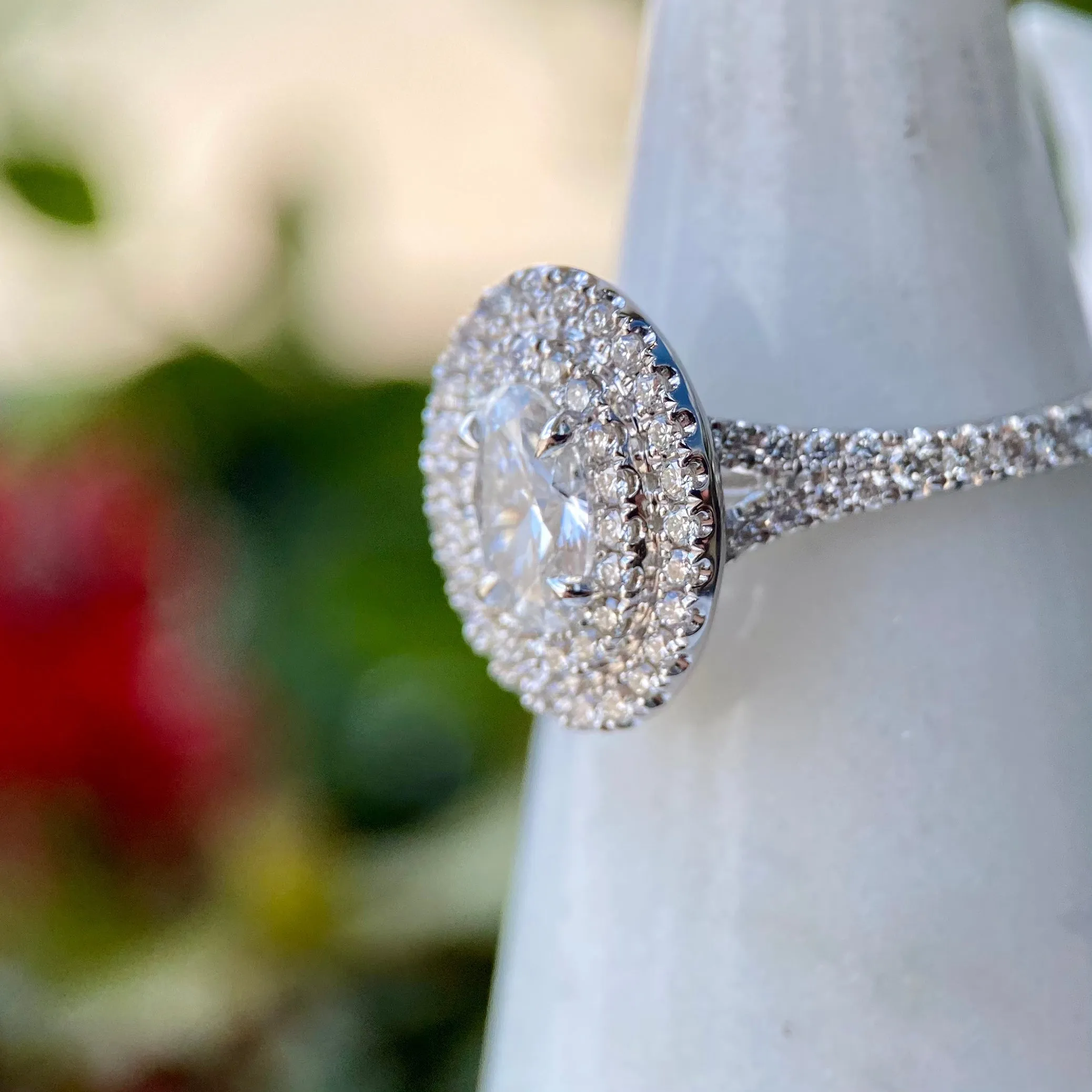 Love Story Oval Halo Engagement Ring