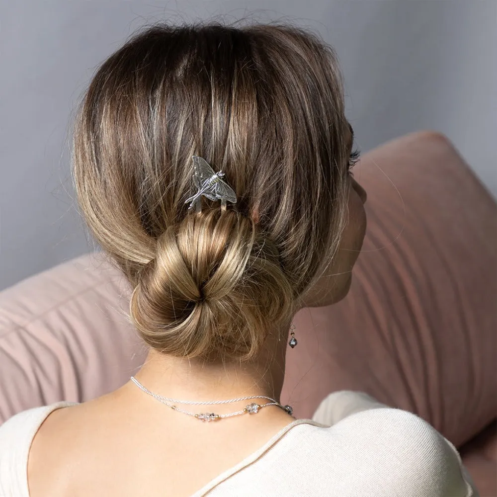 Luna Moth Hair Pin in Silver