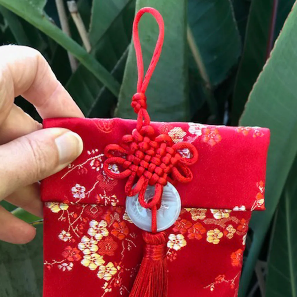 Luxury Red Money Packet - Silk Cherry blossoms