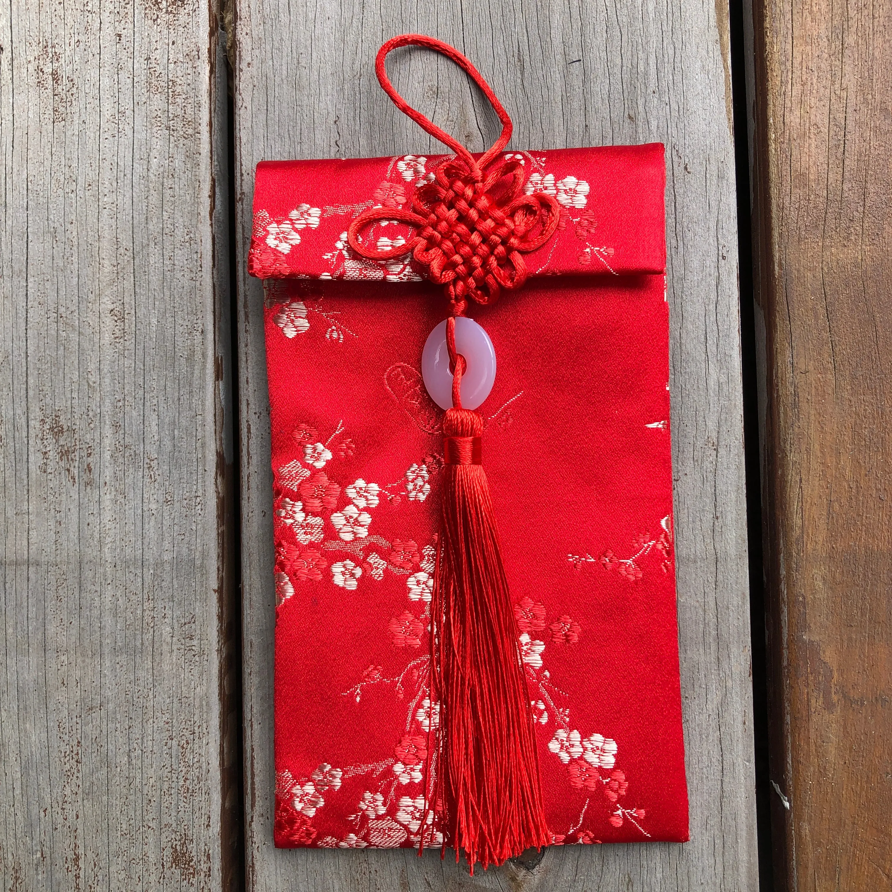 Luxury Red Money Packet - Silk Cherry blossoms