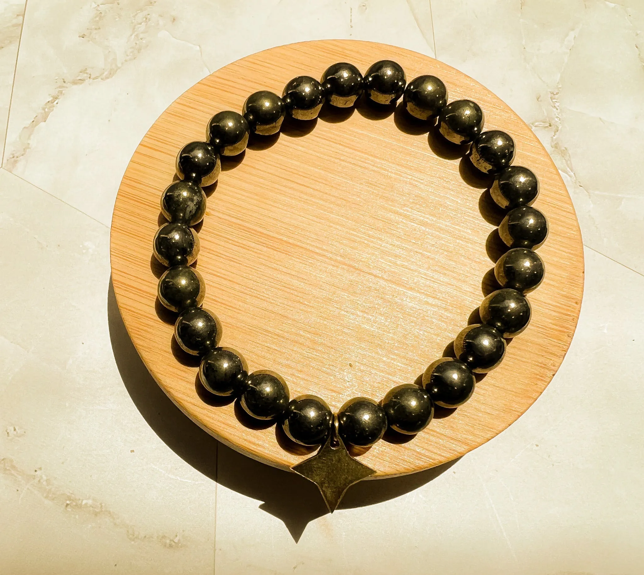 Mala: Pyrite Beaded Mala Bracelet