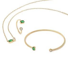May Emerald Birthstone Gift Set - Yellow Gold