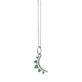 May Emerald "Moon" Sterling Silver Birthstone Necklace