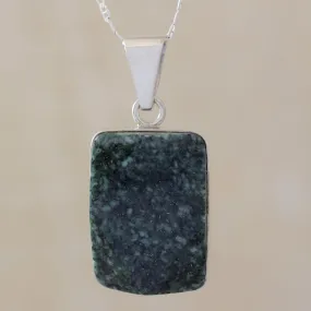 Maya Empress Sterling Silver Pendant Jade Necklace