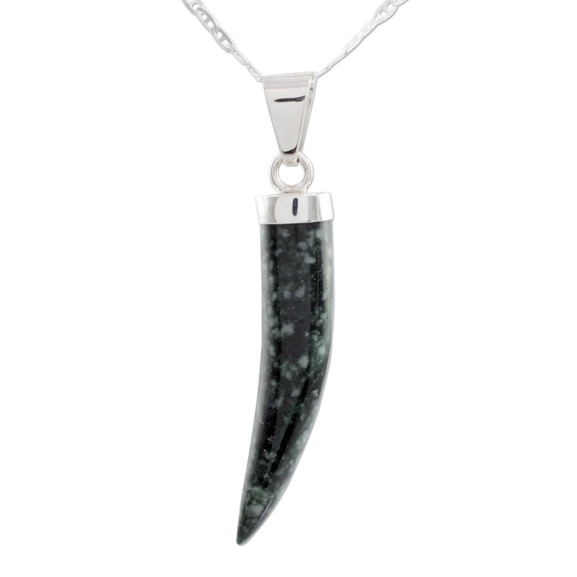 Men's Handcrafted Sterling Silver Pendant Jade Necklace - Invincible | NOVICA