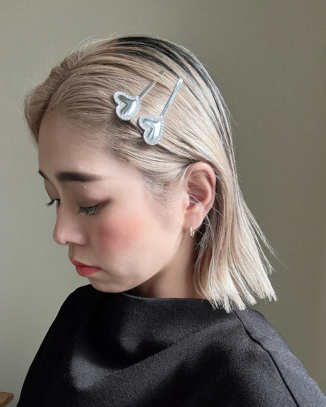 Metal Silver Heart Hair Pin