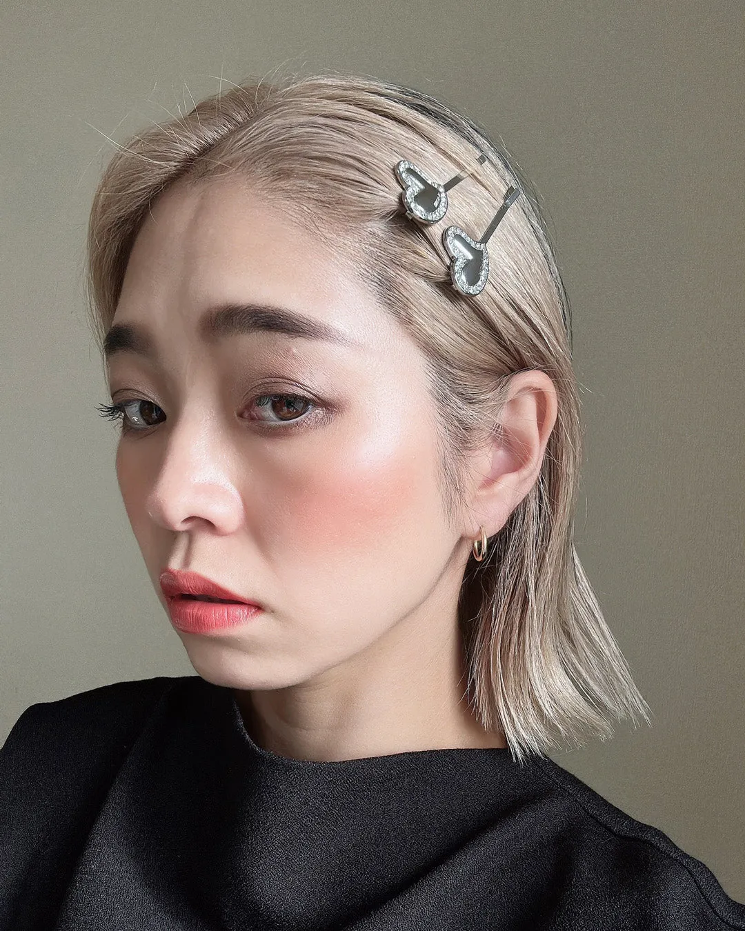 Metal Silver Heart Hair Pin