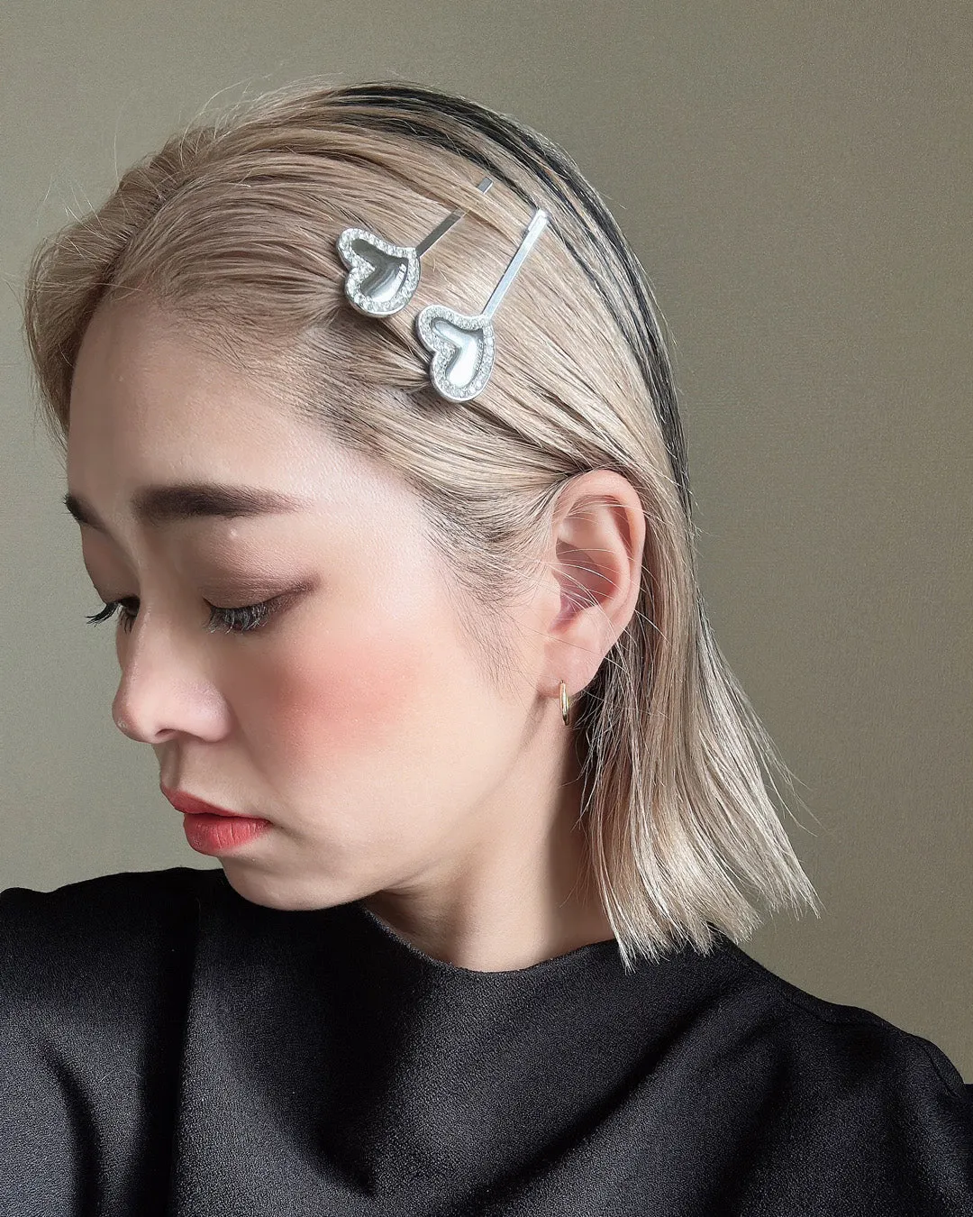 Metal Silver Heart Hair Pin