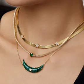 Micro Tennis Necklace with Emerald Teardrop