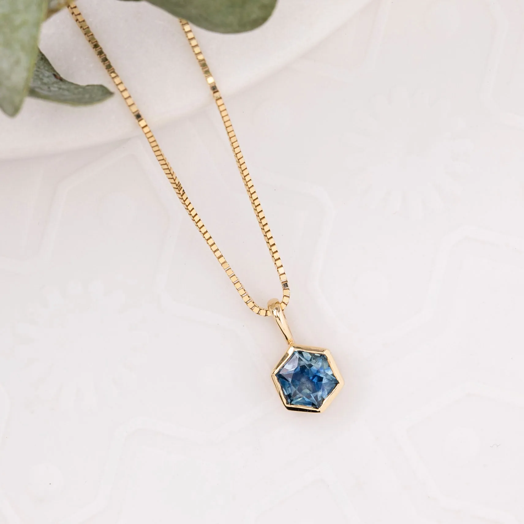 Montana Sapphire Patia Hexagon Necklace