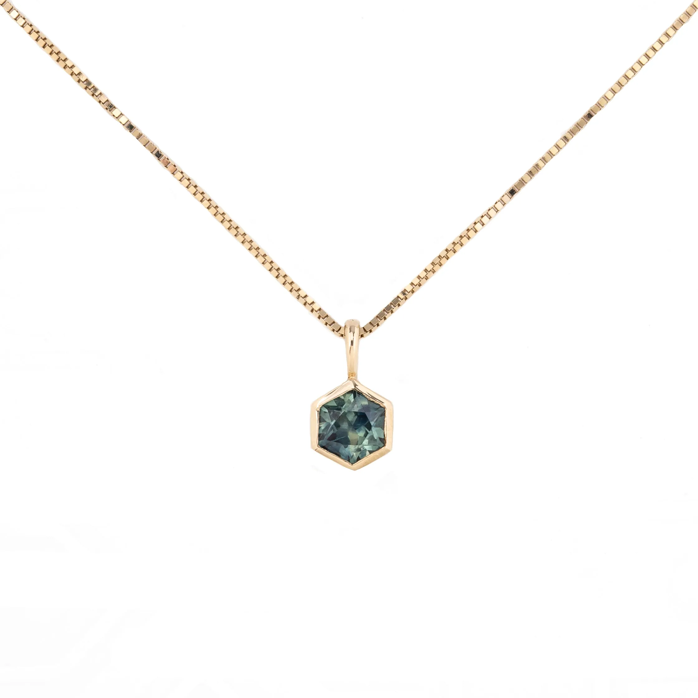 Montana Sapphire Patia Hexagon Necklace