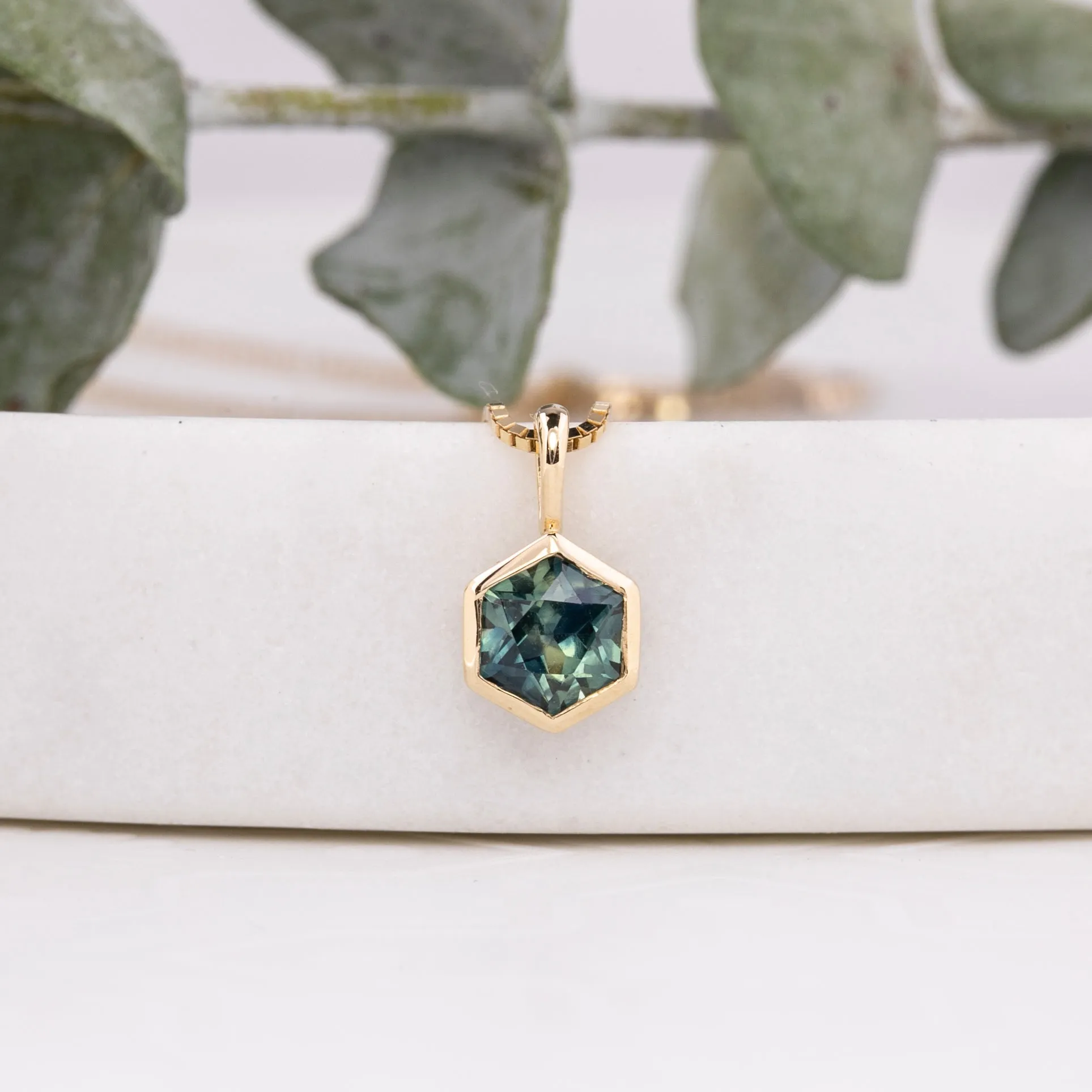 Montana Sapphire Patia Hexagon Necklace
