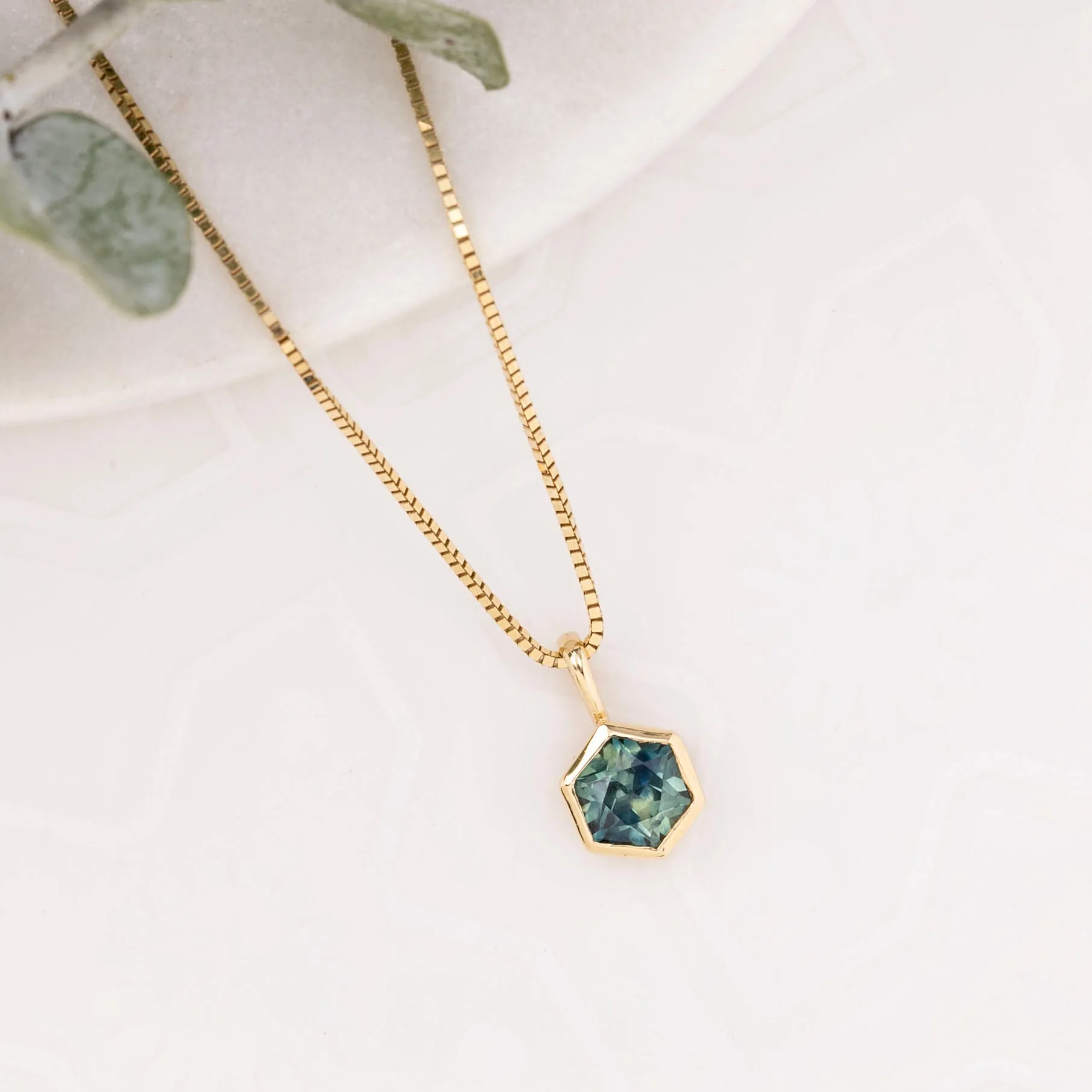 Montana Sapphire Patia Hexagon Necklace