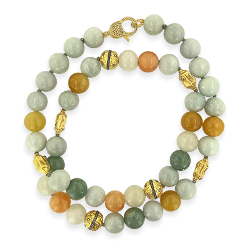 Multi-color Jade Bead Necklace