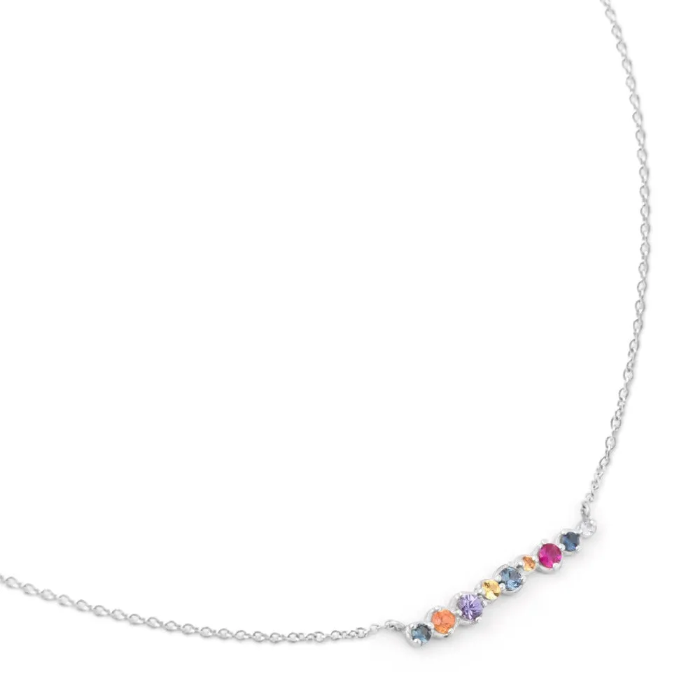 Multi-Coloured Sapphire Bar Necklace