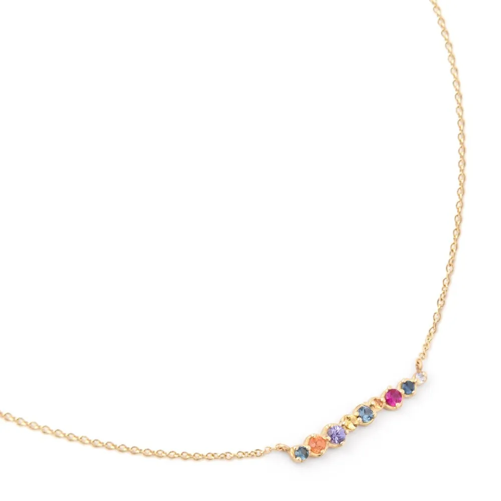 Multi-Coloured Sapphire Bar Necklace