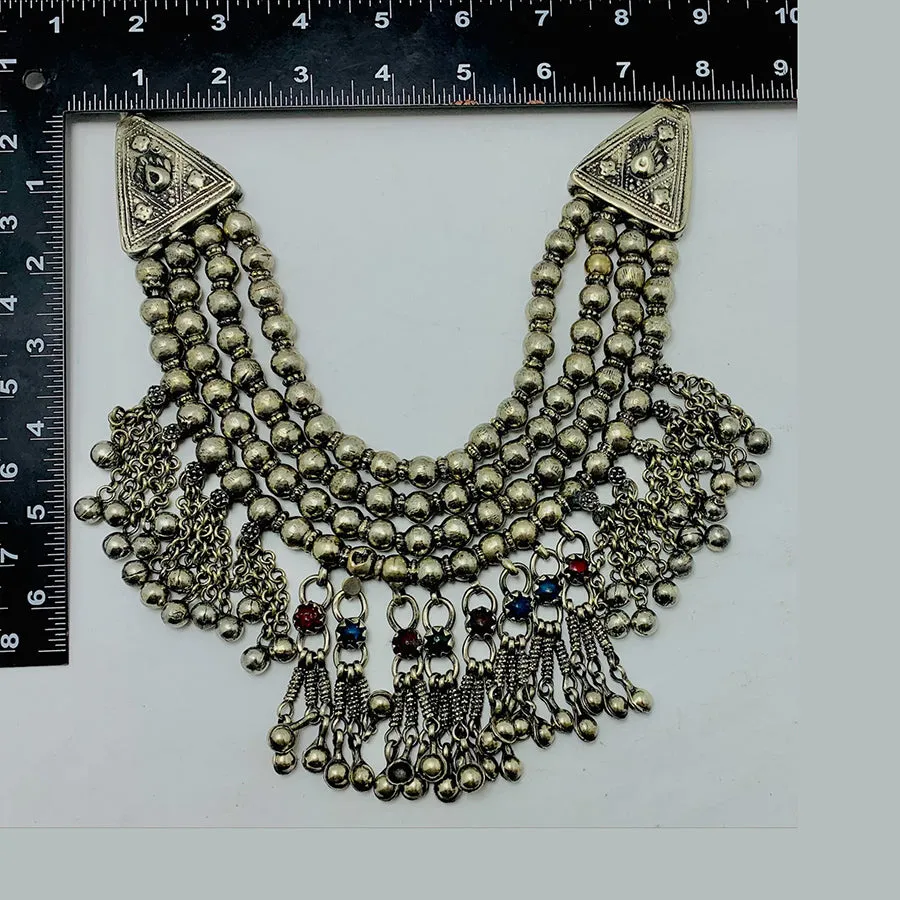 Multilayers Beaded Choker Necklace With Glass Stones