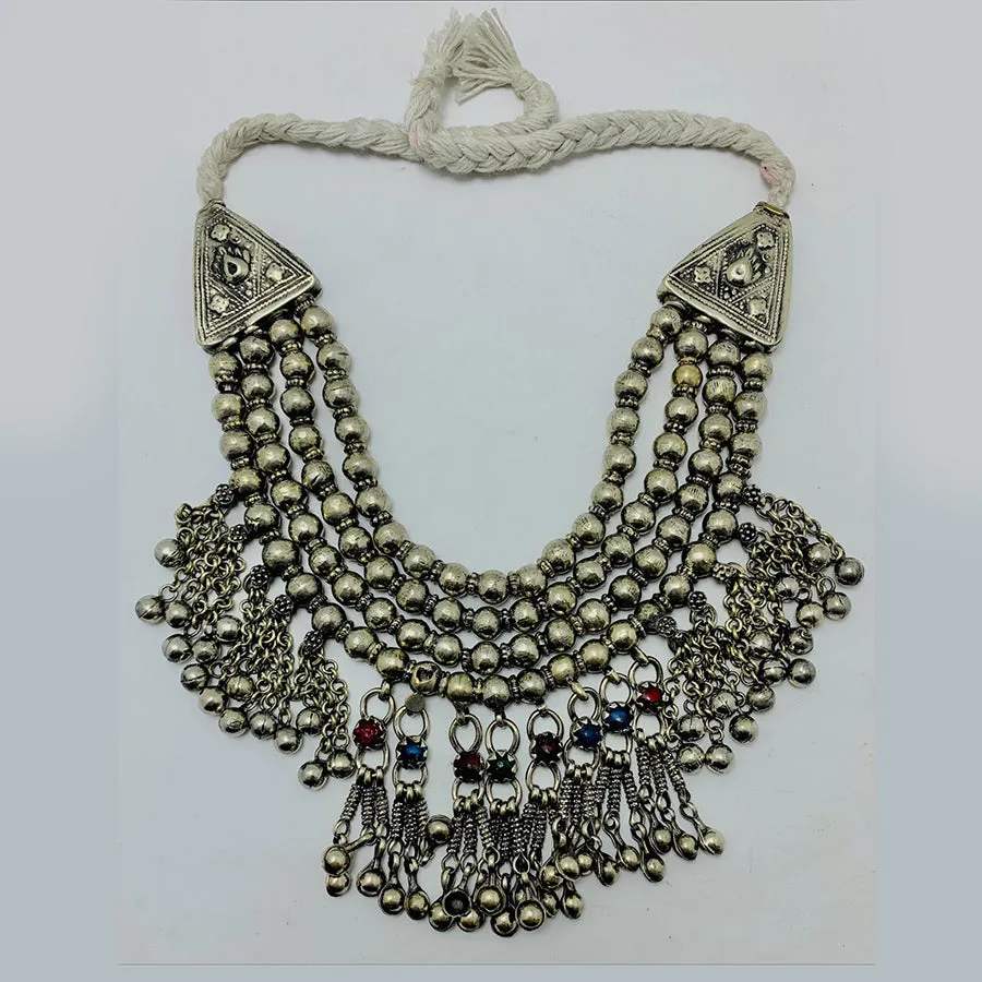 Multilayers Beaded Choker Necklace With Glass Stones