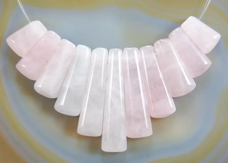 Natural Graduated Gemstone Pendant Necklace Stick Beads Set 9 Pcs