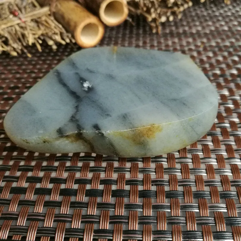 Natural Hetian Jade Rough Nephrite Raw (112g, 7X5.5X1.5cm)