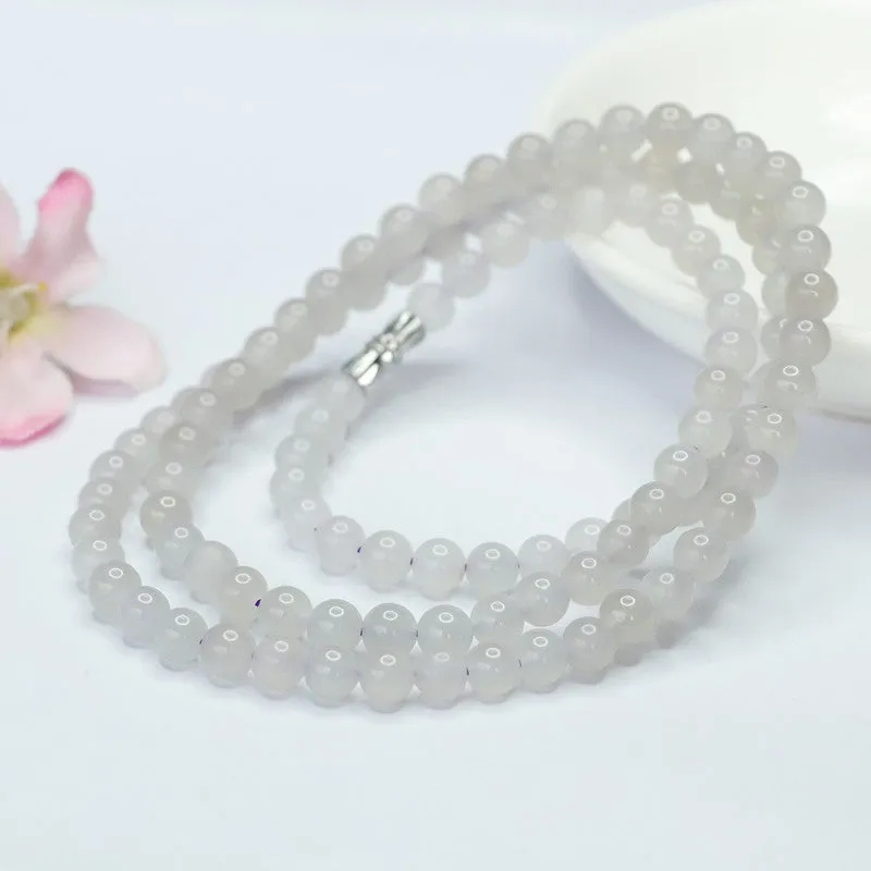 Natural HetianJade , Smoke Purple 108 Beads Necklace, Jade Beads, Jewelry String